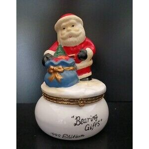 Santa Claus Christmas Bearing Gifts Large Trinket Ceramic 1999 Edition Holiday